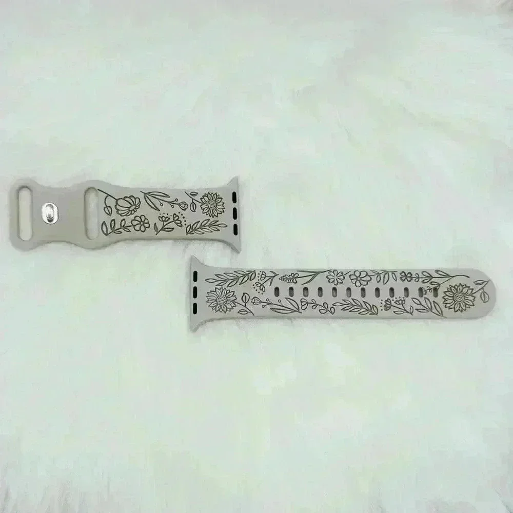 New Floral   Design Apple Watch Bands  42mm 44mm 45mm 49mm Beige